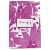 中パーソナライズされたフローラデザインピンク抱き枕 ミディアムペーパーバッグ (正面)