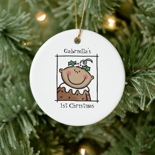 中パーソナライズされた肌トーンベビー顔ベビー第1位 セラミックオーナメント (ツリー)