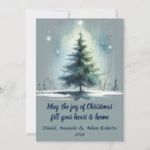 中ブルーの背景に水彩画風の木 シーズンカード (正面)