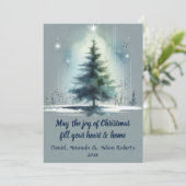 中ブルーの背景に水彩画風の木 シーズンカード (スタンド正面)