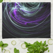 中ライト-バイオレット及びインディゴの渦巻 キッチンタオル (折り畳み)