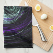 中ライト-バイオレット及びインディゴの渦巻 キッチンタオル (四つ折り)