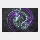 中ライト-バイオレット及びインディゴの渦巻 キッチンタオル (横)