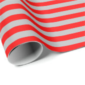 中レッドとグレーのストライプの包装紙 ラッピングペーパー (ロールコーナー)