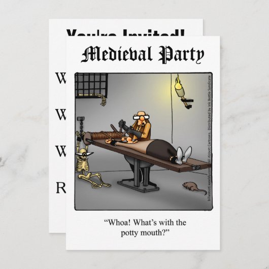 中世おもしろいパーティの招待状 招待状 (正面/裏面)
