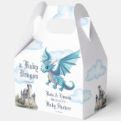 中世かわいい青いドラゴンベビーシャワーカスタマイズ フェイバーボックス (正面)