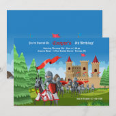 中世のお城と騎士の誕生日パーティー 招待状 (正面/裏面)