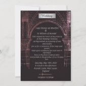 中世のお城 ムーディピンク 偽のパーチメント 結婚式 招待状 (正面)