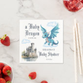 中世のかわいいベビードラゴンベビーシャワーモノグラムの スタンダードカクテルナプキン (インサイチュ)