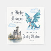 中世のかわいいベビードラゴンベビーシャワーモノグラムの スタンダードカクテルナプキン (正面)