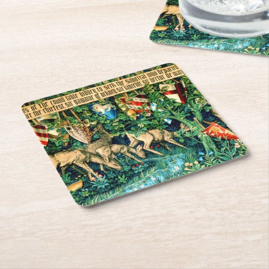 中世のアーサー・ウィリアム・モリス王 スクエアペーパーコースター (アングル)