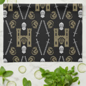 中世のイギリス騎士ドラゴン キッチンタオル (折り畳み)