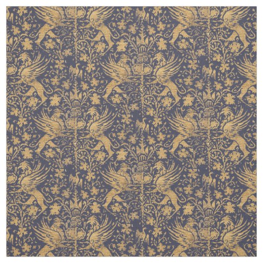 中世のイタリアングリフォンの噴水パターン ファブリック (見本)