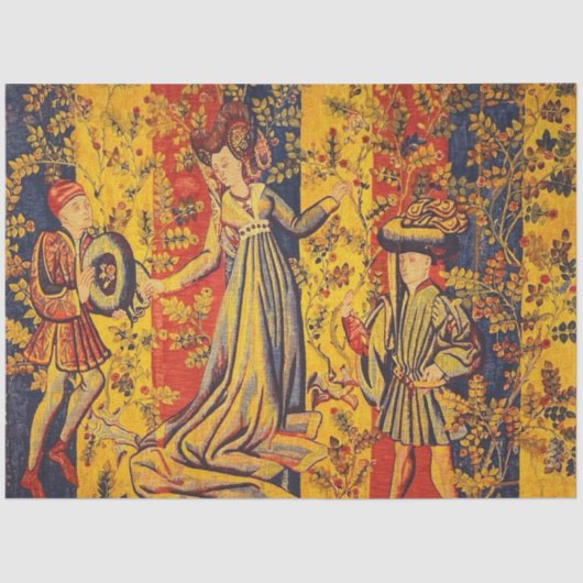 中世のイタリアン中国産の赤い青色の切り離し 薄葉紙 (正面)