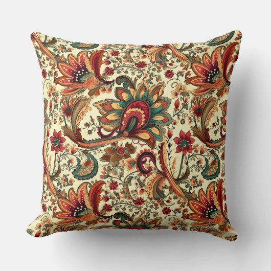 中世のインスパイアフローラペイズリーパターン クッション (正面)