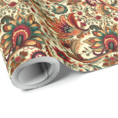中世のインスパイアフローラペイズリーパターン ラッピングペーパー (ロールコーナー)