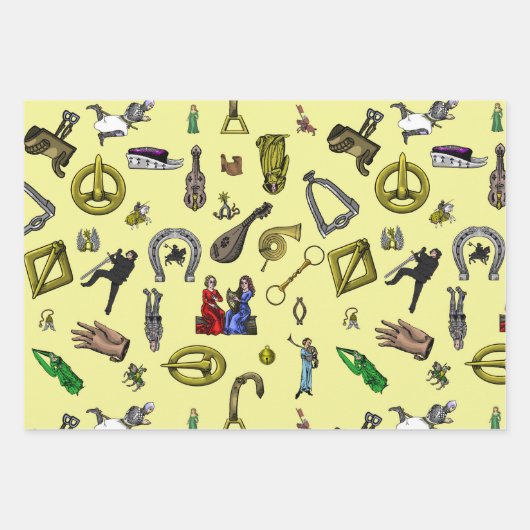 中世のウイグル人、エンジニアリング、植物 ラッピングペーパーシート (正面)