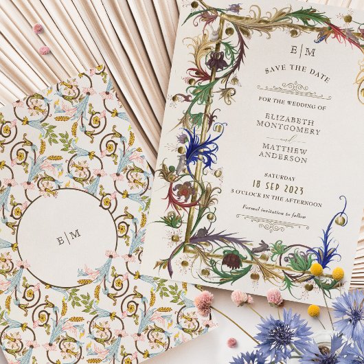 中世のエレガンスの日付王室のを保存す結婚る 招待状