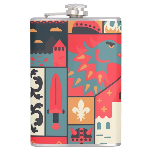 中世のエレガンス：シームレスパターンデザイン フラスク (正面)