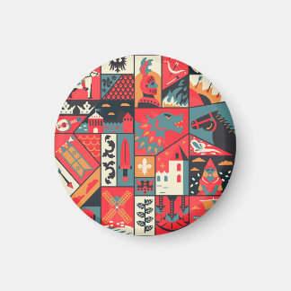 中世のエレガンス：シームレスパターンデザイン マグネット