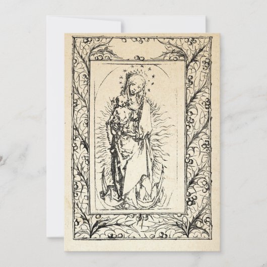 中世のキリストの降誕 マリーとイエス 神聖なボーダー ホリデー シーズンカード (正面)