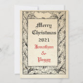 中世のキリストの降誕 マリーとイエス 神聖なボーダー ホリデー シーズンカード (裏面)