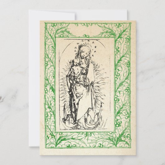 中世のキリスト生誕 マリアとイエス 神聖な境界の休日 シーズンカード (正面)