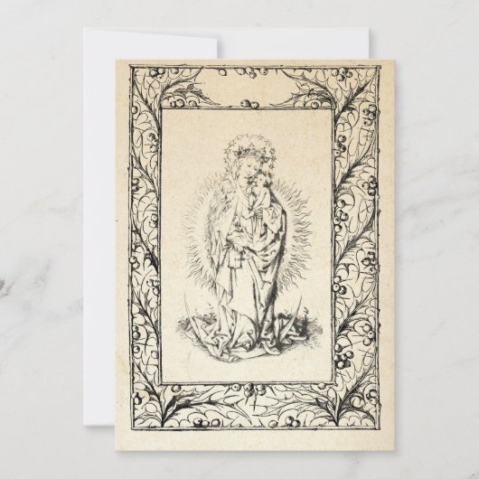 中世のキリスト生誕 マリアとイエス 神聖な境界 ホリデー シーズンカード (正面)