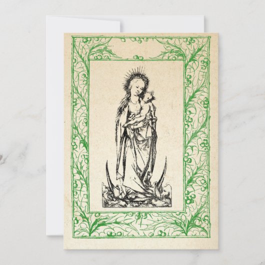 中世のキリスト生誕 マリアとイエス 神聖な境界 ホリデー シーズンカード (正面)