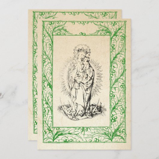 中世のキリスト生誕 マリーとイエス 神聖な境界の休日 シーズンカード (正面/裏面)