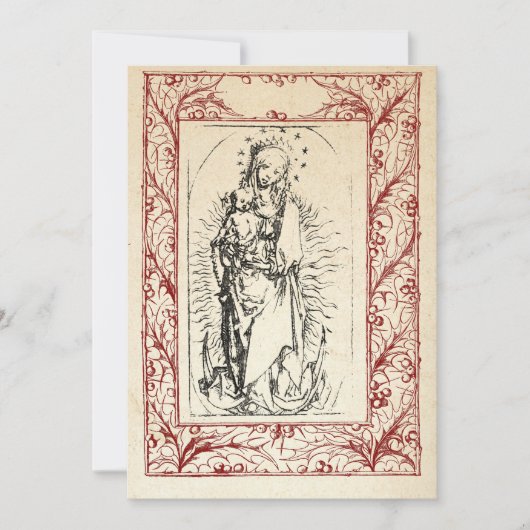 中世のキリスト生誕 マリーとイエス 聖なる境界 ホリデー シーズンカード (正面)
