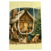 中世のクリスマス素朴 ミディアムペーパーバッグ (裏面)