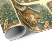 中世のクリスマス素朴 ラッピングペーパー (ロールコーナー)