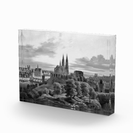 中世のグレースケールタウン フォトブロック (右)