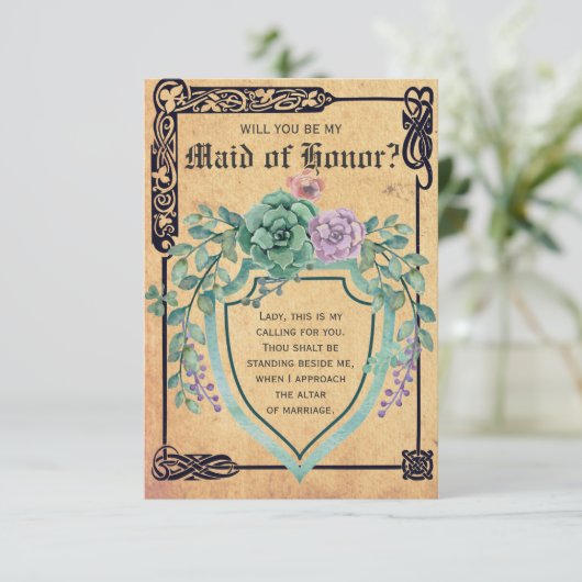 中世のケルトの花あなたは私の花嫁になってくれる? 招待状 (スタンド正面)