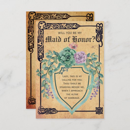中世のケルトの花あなたは私の花嫁になってくれる? 招待状 (正面/裏面)