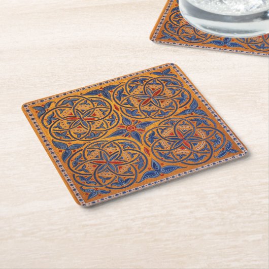 中世のサークル スクエアペーパーコースター (アングル)