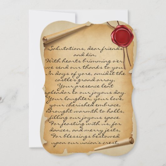 中世のスクロールのワックスシール結婚の感謝の言葉 (正面)
