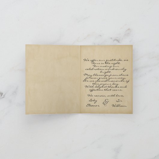 中世のスクロールのワックスシール結婚の感謝の言葉 サンキューカード (内部)
