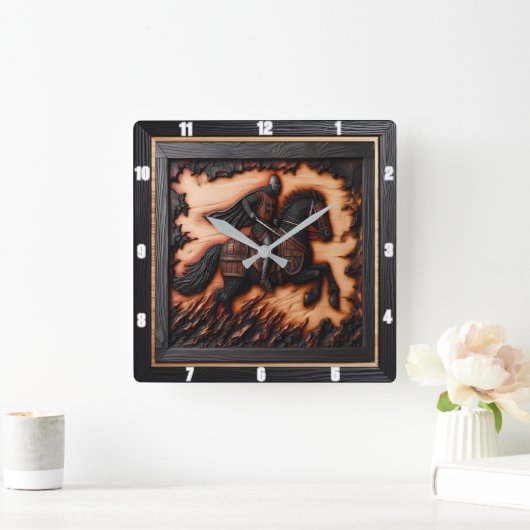 中世のタイムピース素朴：パーソナルアート スクエア壁時計 (ホーム)