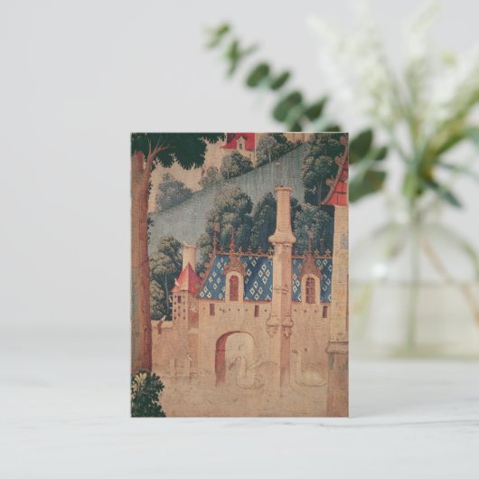 中世のタペストリー断片 ポストカード (スタンド正面)