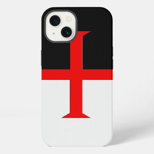 中世のテンプル騎士団の十字旗 iPhoneケース (裏面)
