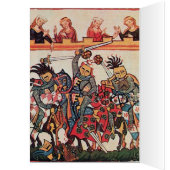 中世のトーナメント、戦う騎士とダルシェル (内側 (左))