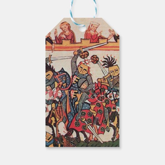 中世のトーナメント、戦う騎士とダルシェル ギフトタグ (裏面)