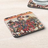 中世のトーナメント、戦う騎士とダルシェル コースター (左側)