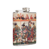 中世のトーナメント、戦う騎士とダルシェル フラスク (右)