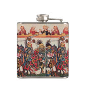 中世のトーナメント、戦う騎士とダルシェル フラスク (裏面)