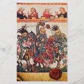 中世のトーナメント、戦う騎士とダルシェル 便箋 (正面)