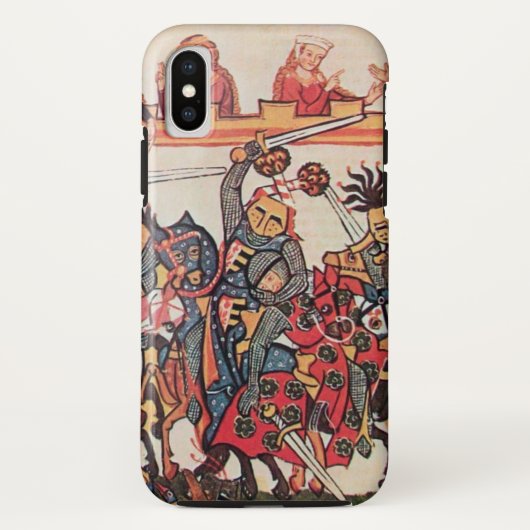 中世のトーナメント、戦う騎士とダルシェル Case-Mate iPhoneケース (裏面)