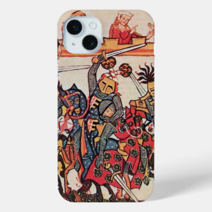 中世のトーナメント、戦う騎士とダルシェル iPhone 15 MINIケース